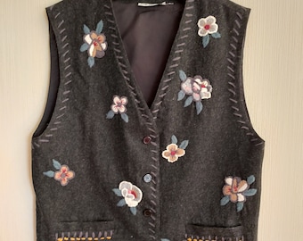 Vintage Gray Wool Women&#39;s Elegant Formal Vest XLarge to XXLarge Size