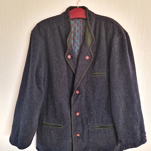 Vintage Classic Austrian Mens Tyrolean Loden Traditional Folk Bavarian Wool Jacket Size XXLarge