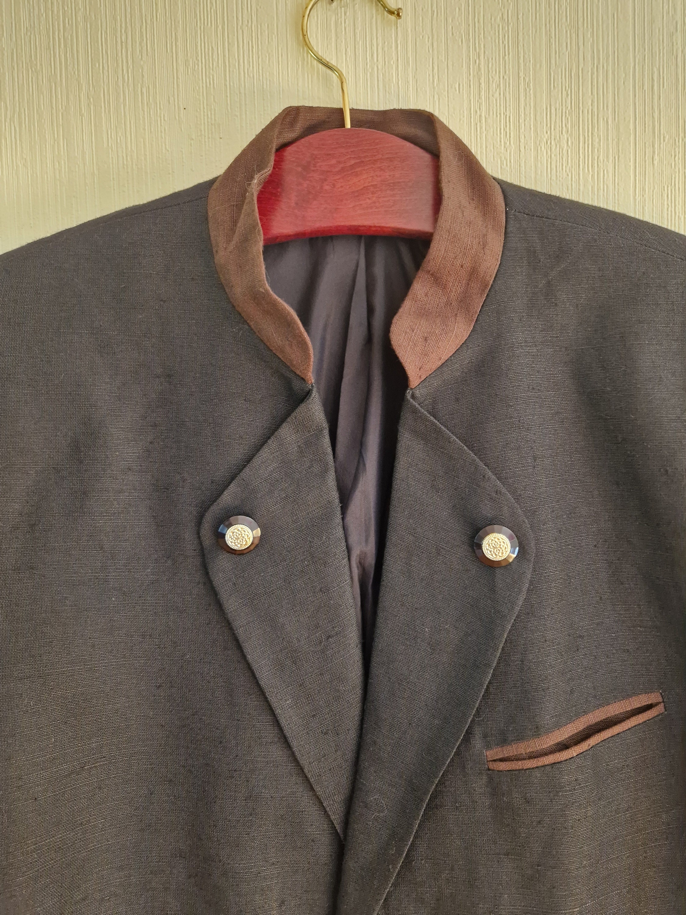 Vintage Black Classic Austrian Mens Tyrolean Traditional Folk