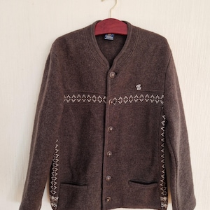 Vintage Classic Austrian Mens Tyrolean Loden Traditional Folk Bavarian Wool Thick Cardigan Size XXLarge