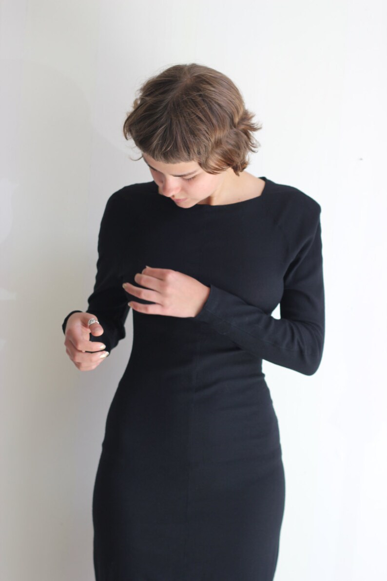 Little Wool black Dress Woman's Long Sleeve Black Wool Etsy