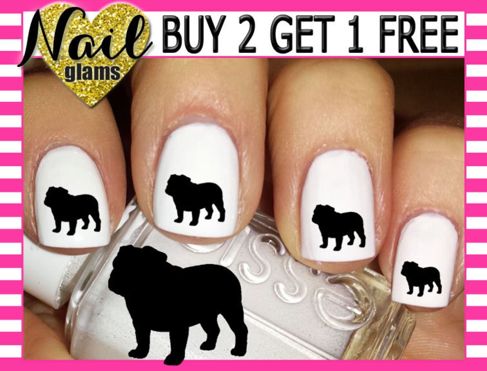 60 Nail Decals BULLDOG Dog Nail Art Etsy