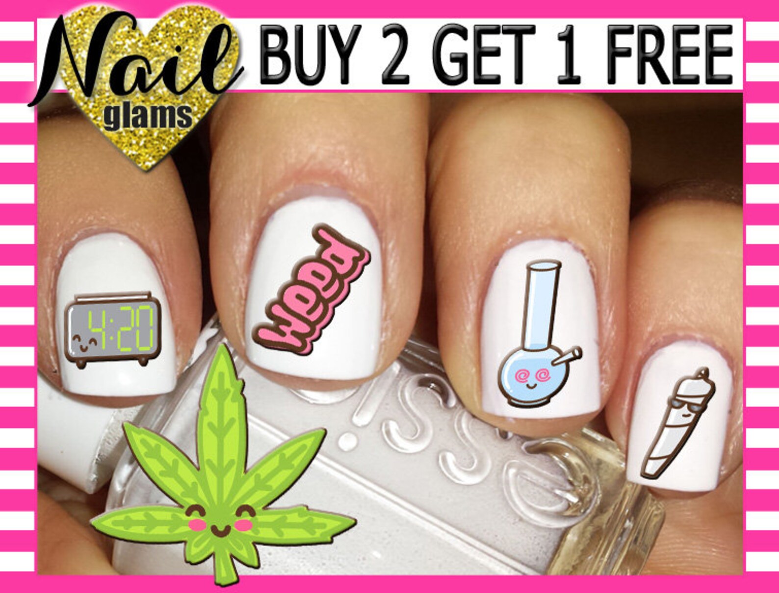 Money and Weed Nail Decals - wide 7