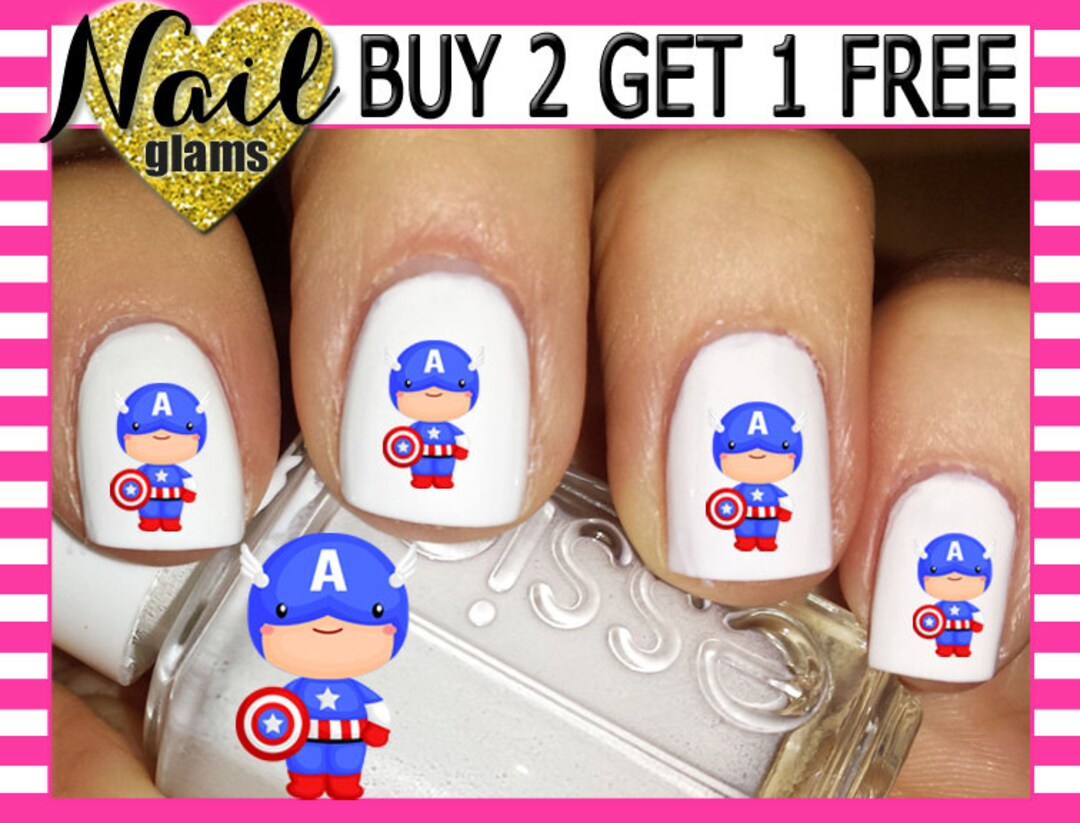 60 Nail Wraps Decals Superhero Cuties Superhero Super Hero Nail Art Etsy