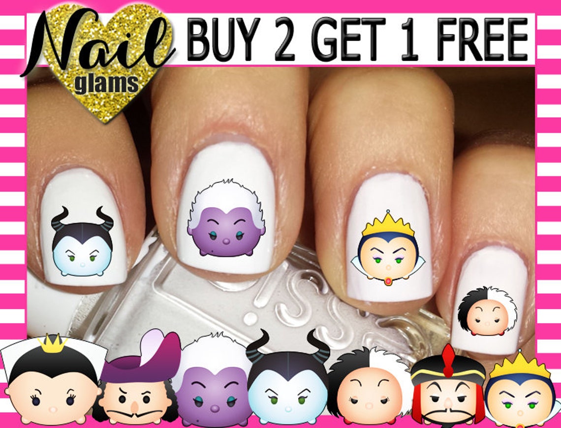60 Nail Decals Per Set VILLAIN DiSNEY Nail Art Etsy