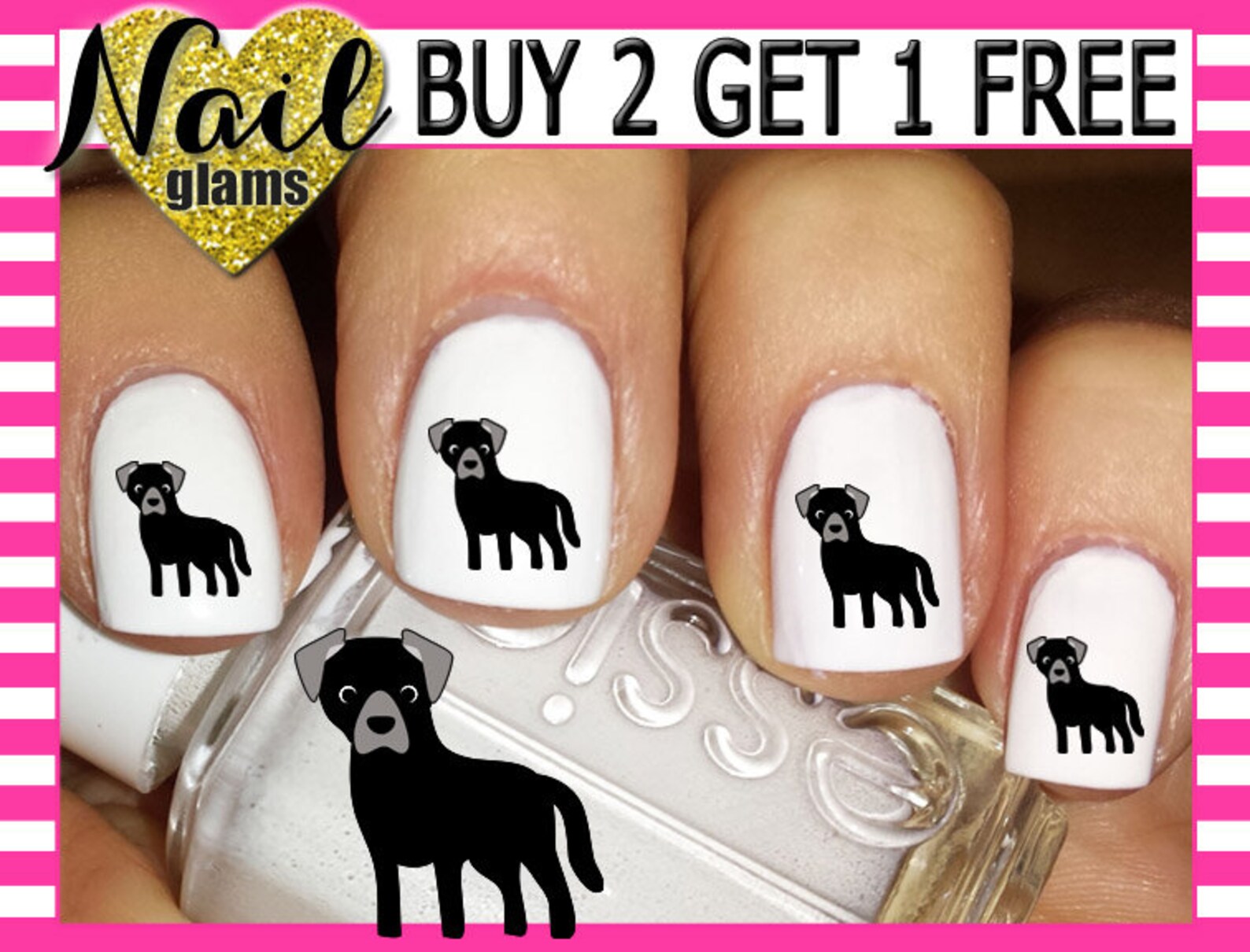 60 Nail Decals LaBRADOR LaB Black Cutie 1 Dog Nail Art Etsy