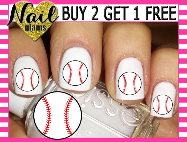 60 Nail Decals BASEBALL Nail Art Etsy