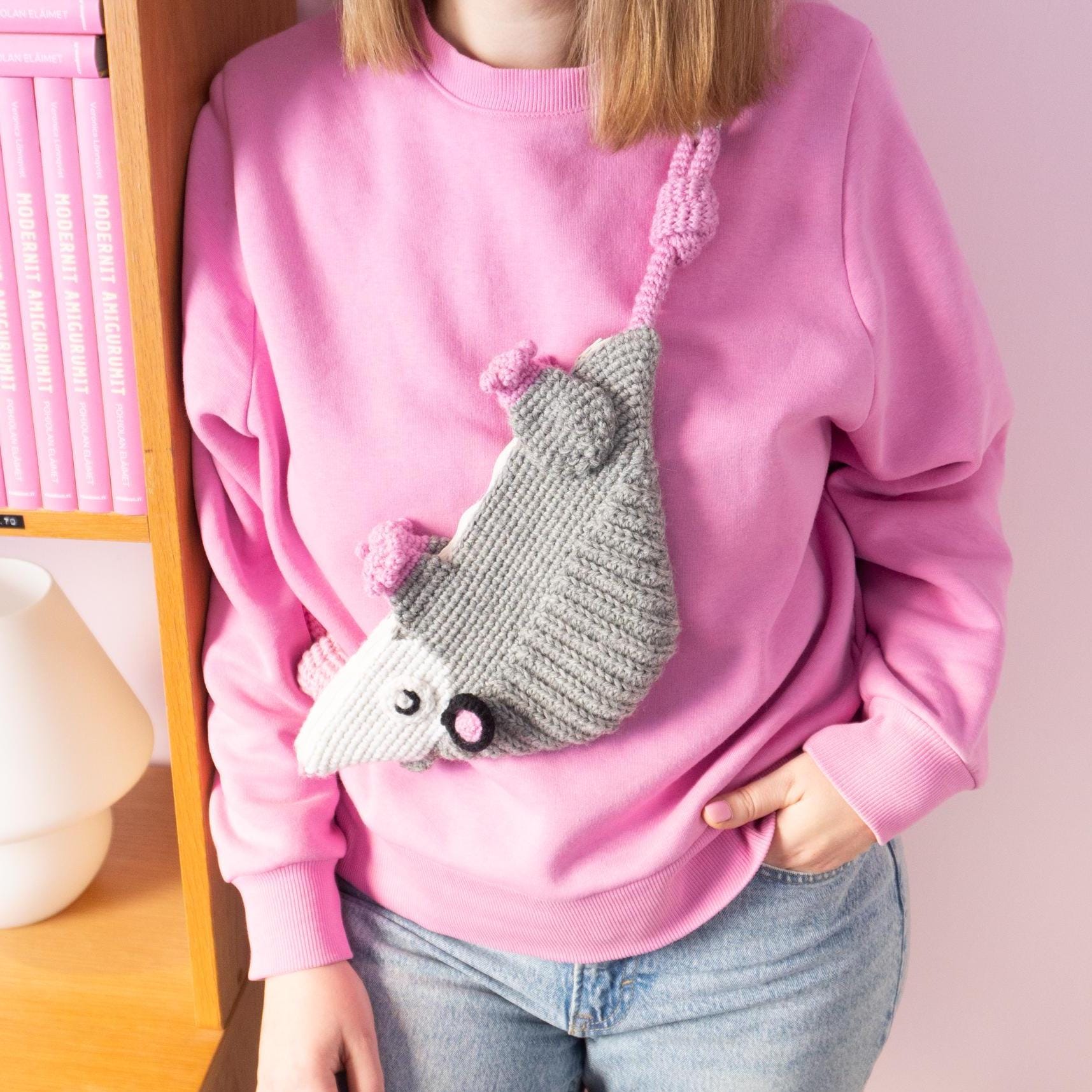 Crochet Opossum Rat Messenger Cross Body Bum Bag Fanny Pack