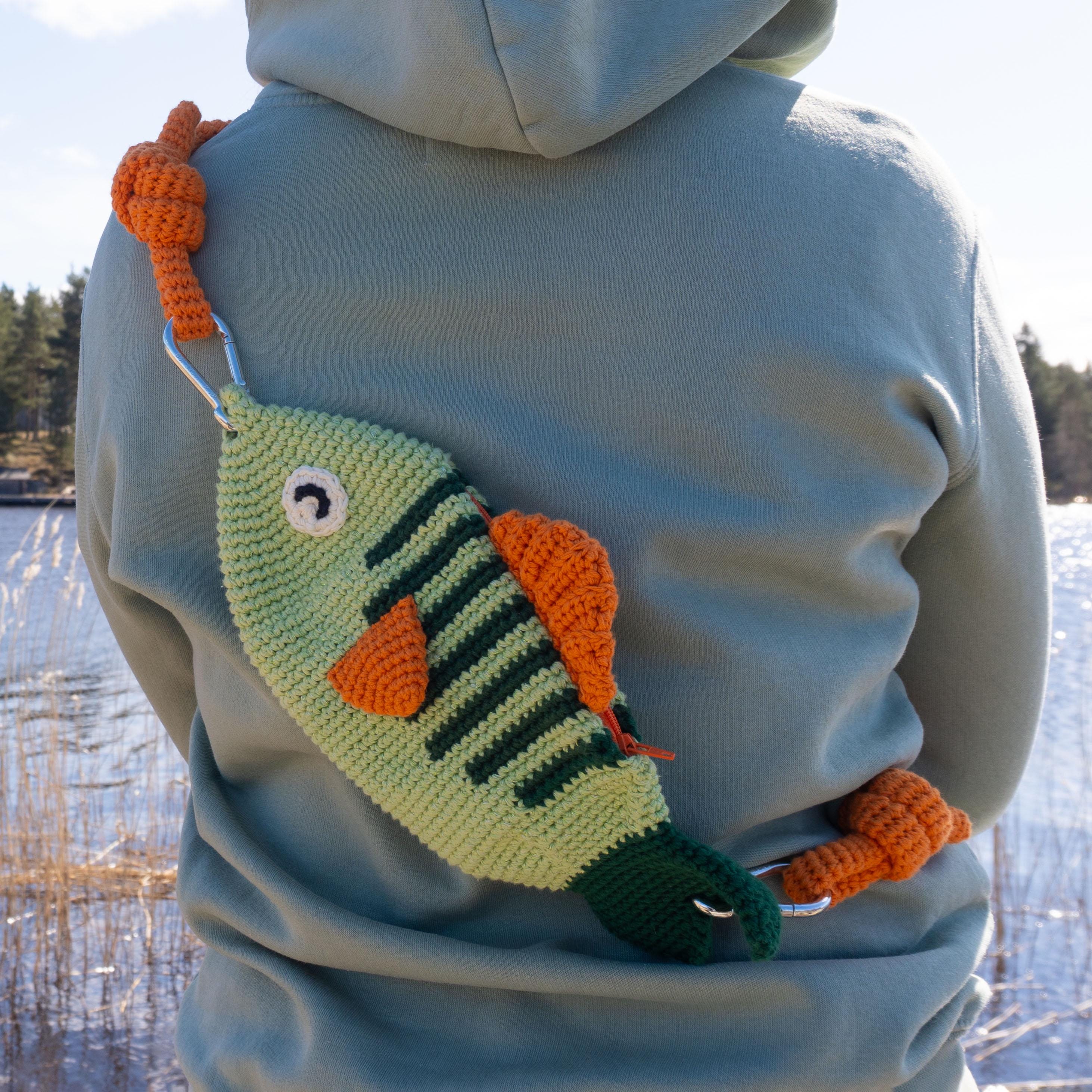 26 Messenger Bag Crochet Patterns for Stylish Crossbody Makes 2 Crochet perch fish messenger cross body bum bag fanny pack