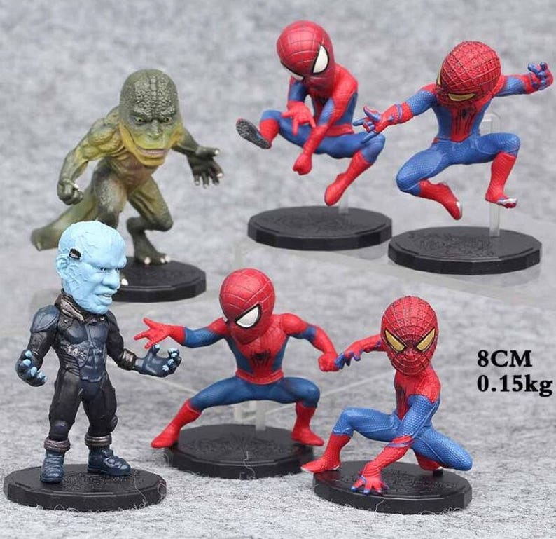 Spiderman Set Of 6 Birthday Cake Topper Figurines Toy Etsy