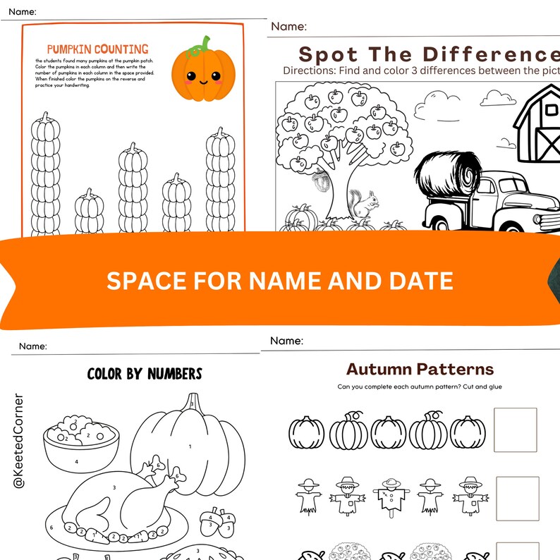 Fall Learning Pages Fall Worksheets: 20-page Printable Autumn Learning Activities (PDF) - Etsy
