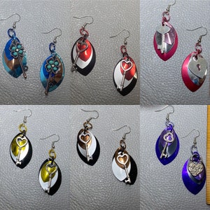Handmade Scalemallie Earrings with Key Charms