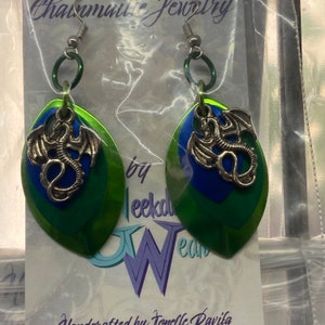 Handmade Scalemallie Earrings with Dragon Charm