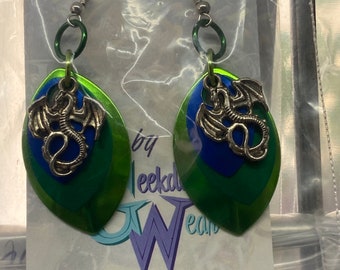 Handmade Scalemallie Earrings with Dragon Charm