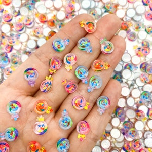 30pcs Resin Nail Charms 3D Cute Bear Lollipop Candy Jewelry fOR