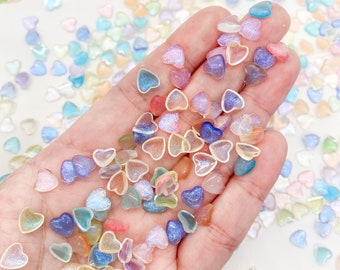 Transparent Color Glitter Hearts Mixed Color Nail Resin Charms, Nail Art, Nail Decoration, DIY, Jewelry Making Supplies