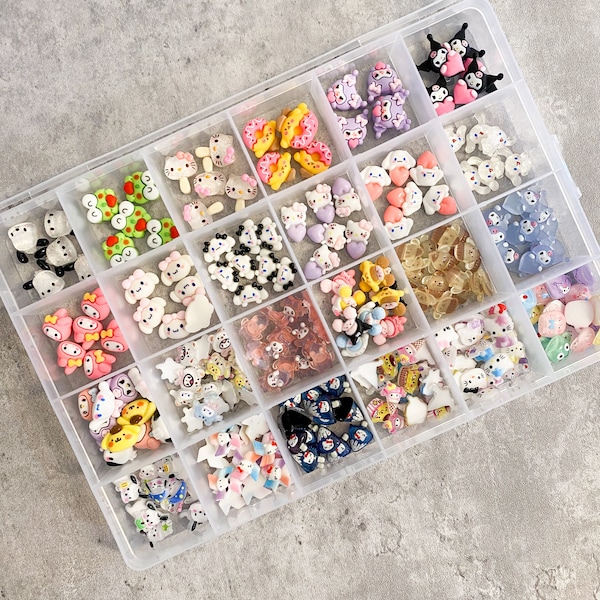 24 Grid Kawaii San Mix Resin Nail Charm Set B, Nail decoration, Nail Art, DIY, Jewelry Making Supplies, 3D charms, Decoden Charms