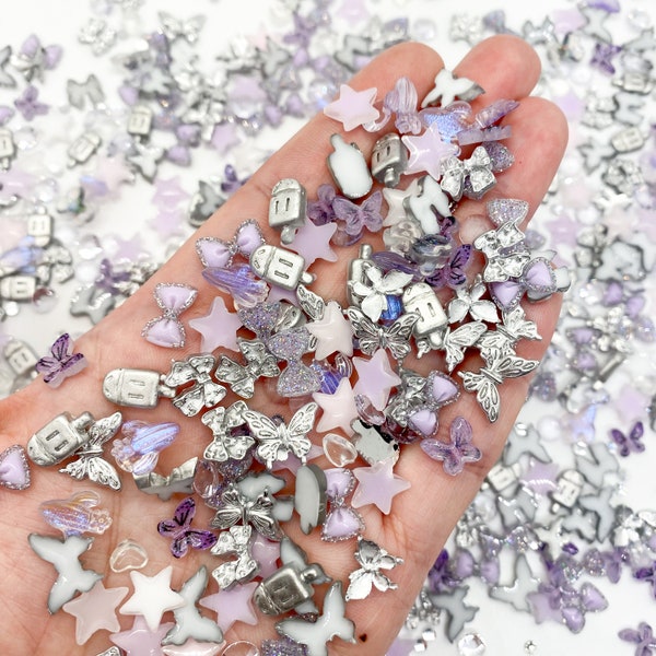 Lavender Y2K Mix Nail Resin Charms, Luminous, Glow, Nail Art, Nail Decoration, DIY, Jewelry Making Supplies