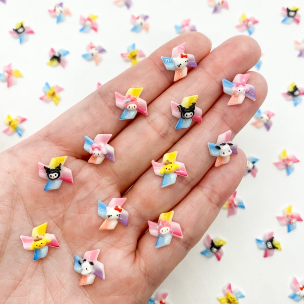 Kawaii Pinwheel Sanrio Head Resin Nail Charms, Nail Art, Nail Decoration, DIY, Jewelry Making Supplies