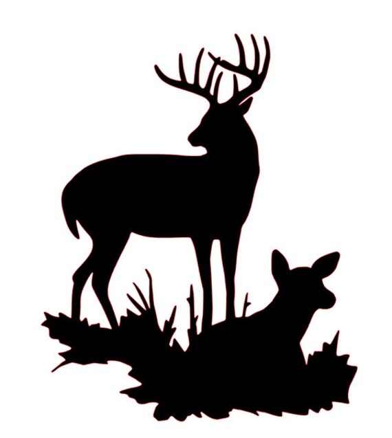 buck and doe silhouette svg file etsy