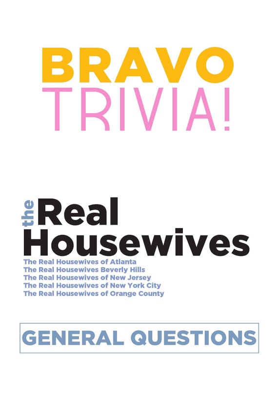 Bravo Trivia General Questions The Real Housewives Etsy