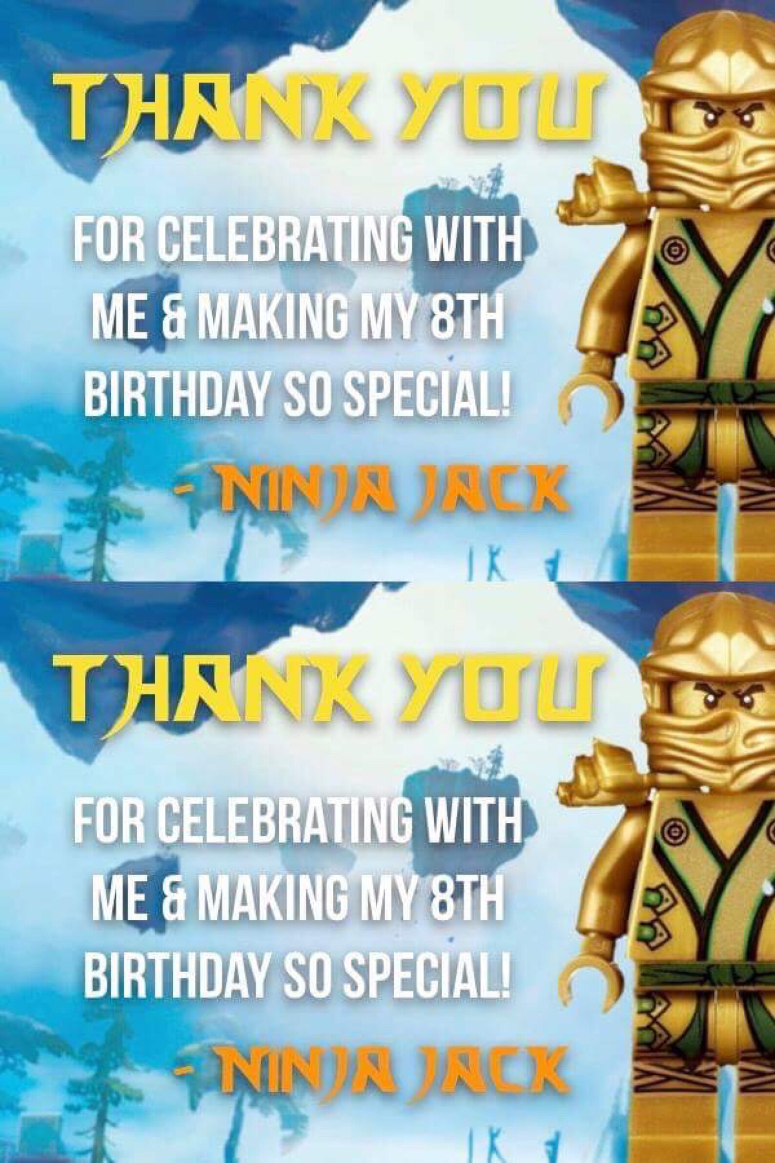 NINJAGO Thank You Card - Etsy