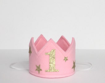 Pick Your Color Felt Mini Crown and Glitter Twinkle Twinkle Little Stars Felt Mini First Birthday Crown, One, Baby Smash Cake Prop