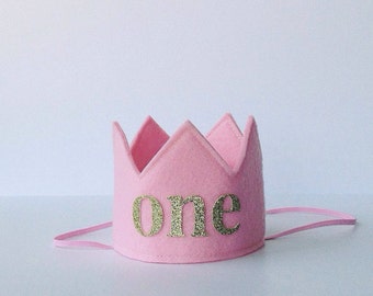 SALE Pick Your Color Birthday Holiday Celebration Felt Mini Crown Hat Decoration For Your Little Boy or Girl Prince or Princess Glitter one