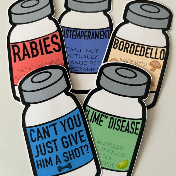 Impffläschchen Aufkleber Vet Tech Tier Medizin Humor Vinyl Aufkleber