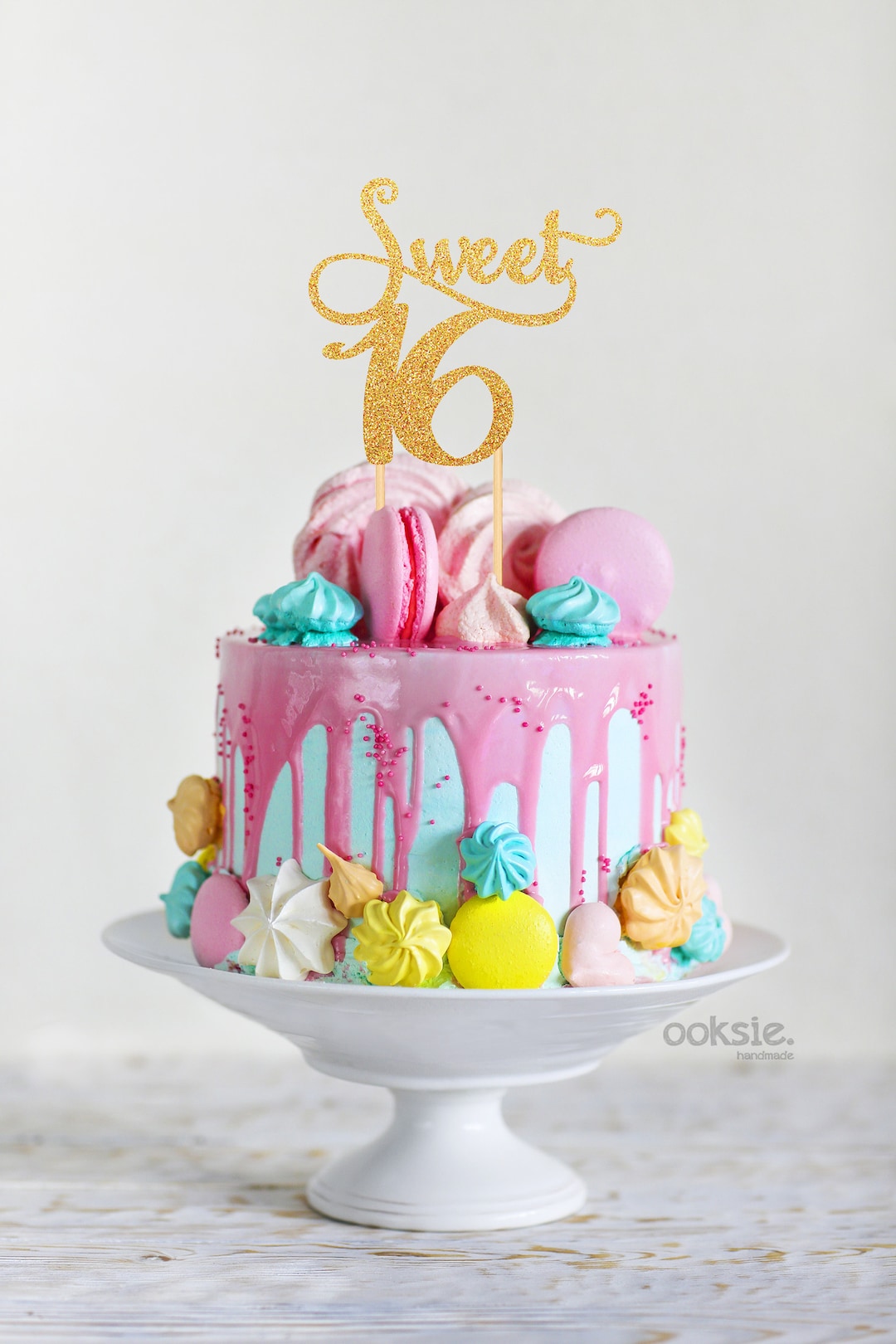 Amazon.co.jp: Sweet 16 ケーキトッパー 16th グリッターケーキ