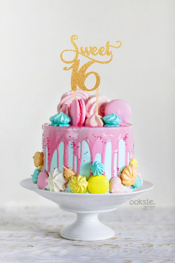 Sweet 16 16th Birthday Cake Topper / Sixteenth Birthday Cake - Etsy