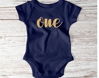 First birthday "One" iron on heat transfer vinyl decal - DIY - Choose your Font and Colour! Baby Onsie not included!