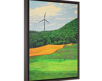 Fertile Landscape.  Vertical Framed Premium Gallery Wrap Canvas