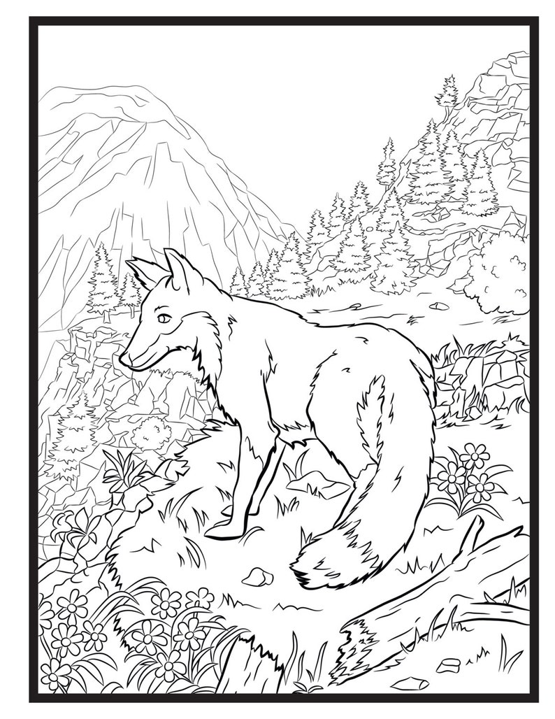 Fox Single Coloring Page | Etsy