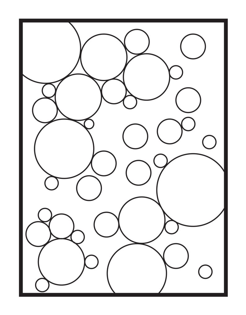 Abstract Bubbles, Single Coloring Page. Digital Download. image 1