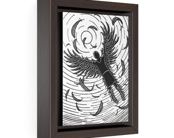 Icarus framed canvas print.  Vertical Framed Premium Gallery Wrap Canvas