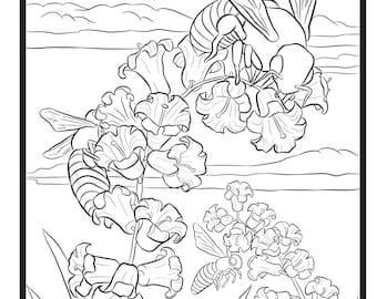 Bees, Single Coloring Page