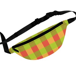 Honeydew Plaid Fanny Pack, Vibrant Belt Bag for Festivals, Hiking, Travel, Everyday Use, Stylish Accessory, Unisex