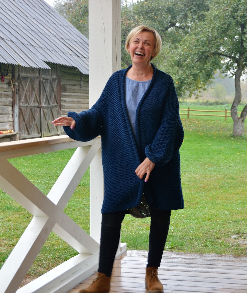 Long Cardigan Knitting Pattern, Bulky Cardigan, Knit Coat, Oversized Cardigan, Chunky Knit, Plus Size Knit image 9