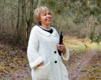 Boucle Coat MARTA, Knitted Cardigan - Coat