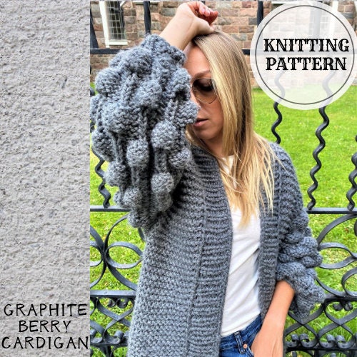 Bubble Sleeve Chunky Cardigan Knitting Pattern Bobble - Etsy