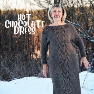 Cable Knitting Dress, Chunky Knitting Pattern, Cable Dress, Dress Knitting Pattern, Long Dress