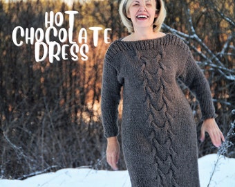 Chunky Cable Knit Dress, Oversized Long Dress (PDF Pattern)