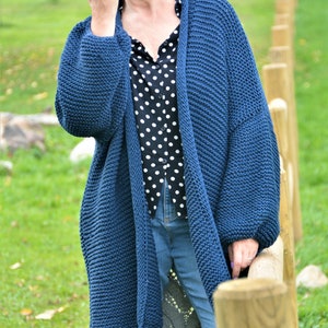 Long Cardigan Knitting Pattern, Bulky Cardigan, Knit Coat, Oversized Cardigan, Chunky Knit, Plus Size Knit image 5