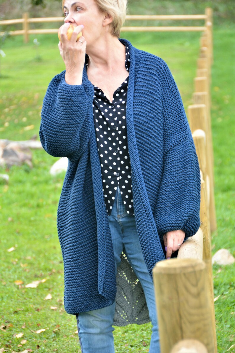 Modèle de tricot de cardigan long, cardigan volumineux, manteau en tricot, cardigan surdimensionné, tricot épais, tricot de grande taille image 5