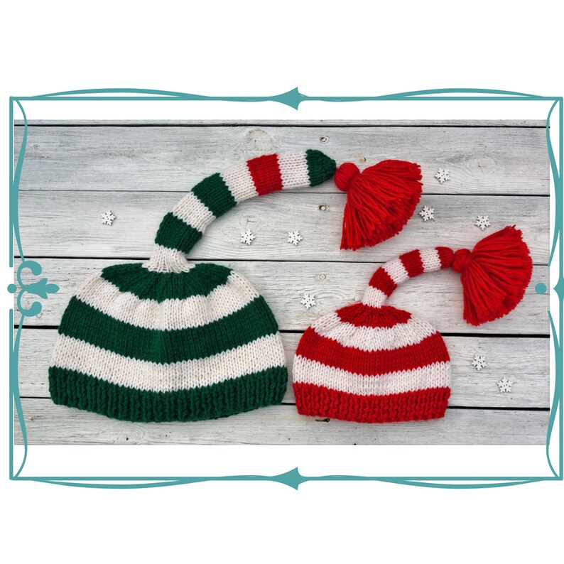 Baby Elf Hat, Newborn Elf Hat, Baby First Christmas, Baby Christmas Outfit, Long Tail Striped Hat, Christmas gift image 9