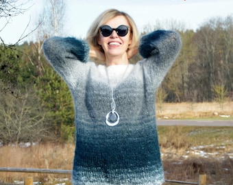 Ombre Pullover Knitting Pattern, Beginner Bulky Sweater (PDF Pattern)