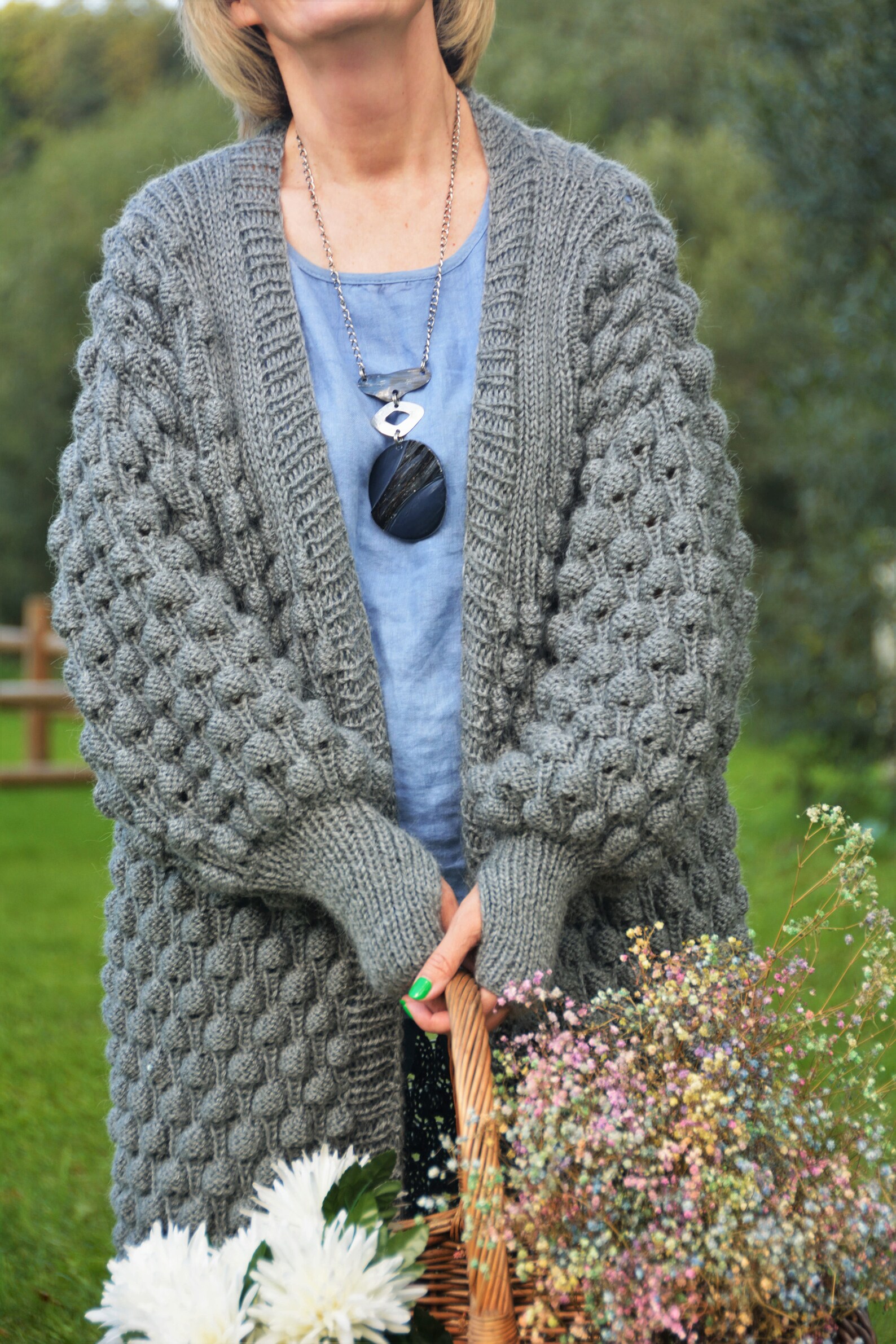 Bubble Sleeve Cardigan Knitting Pattern Bubble Grey Coat Etsy