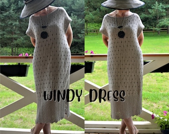 Oversize Cotton Knit Dress, Summer Midi Dress (PDF Pattern