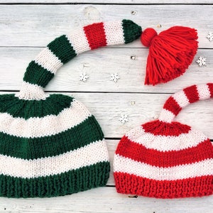 Baby Elf Hat, Newborn Elf Hat, Baby First Christmas, Baby Christmas Outfit, Long Tail Striped Hat, Christmas gift image 5